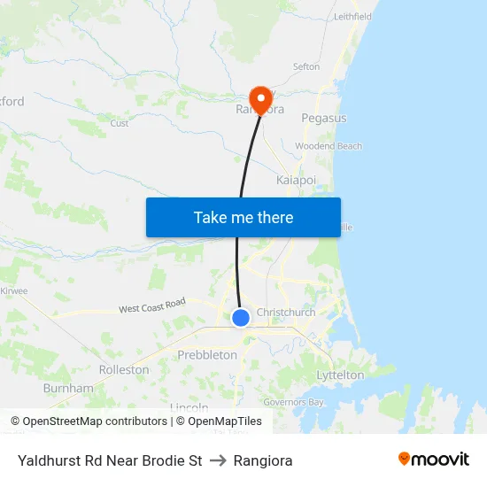 Yaldhurst Rd Near Brodie St to Rangiora map