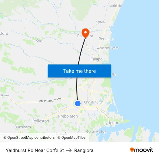 Yaldhurst Rd Near Corfe St to Rangiora map