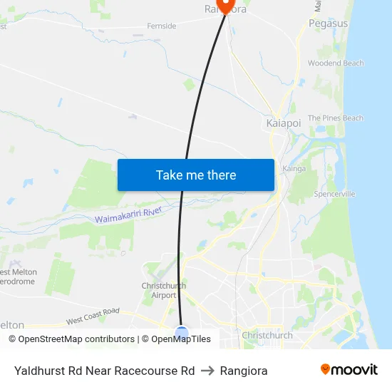 Yaldhurst Rd Near Racecourse Rd to Rangiora map