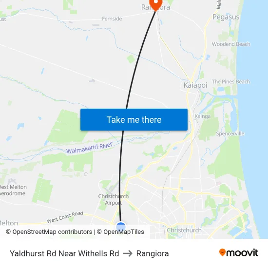 Yaldhurst Rd Near Withells Rd to Rangiora map