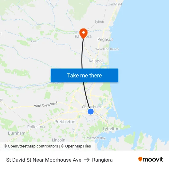 St David St Near Moorhouse Ave to Rangiora map