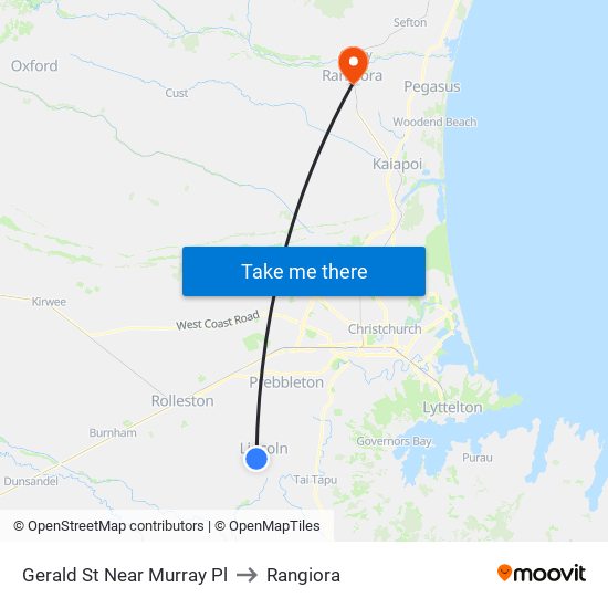 Gerald St Near Murray Pl to Rangiora map