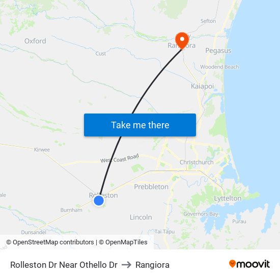 Rolleston Dr Near Othello Dr to Rangiora map