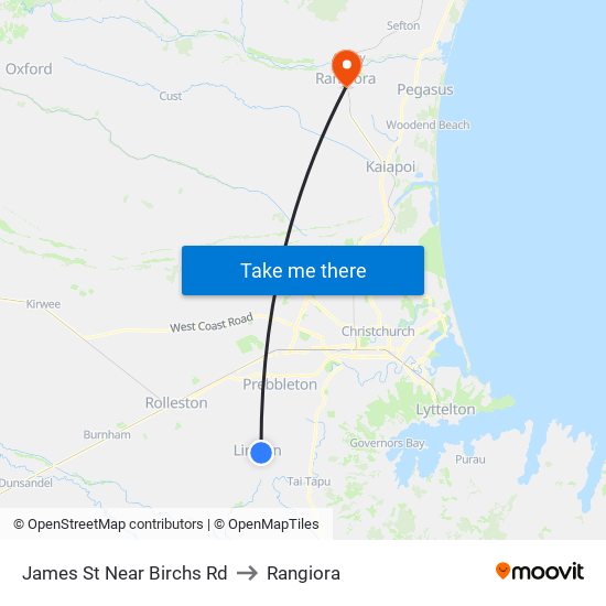 James St Near Birchs Rd to Rangiora map