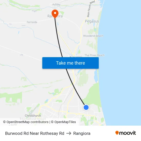 Burwood Rd Near Rothesay Rd to Rangiora map