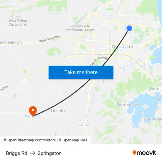 Briggs Rd to Springston map
