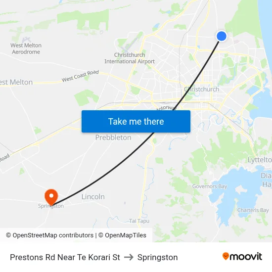 Prestons Rd Near Te Korari St to Springston map