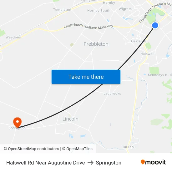 Halswell Rd Near Augustine Drive to Springston map