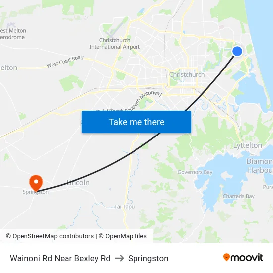Wainoni Rd Near Bexley Rd to Springston map