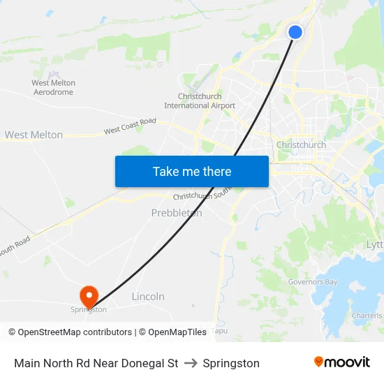 Main North Rd Near Donegal St to Springston map