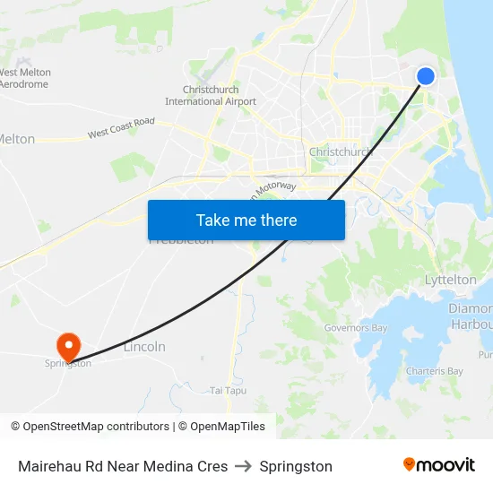 Mairehau Rd Near Medina Cres to Springston map