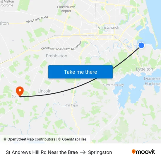 St Andrews Hill Rd Near the Brae to Springston map