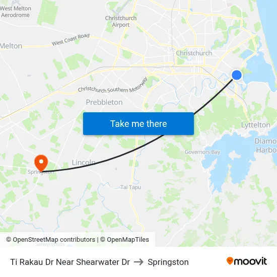 Ti Rakau Dr Near Shearwater Dr to Springston map