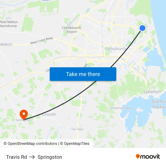 Travis Rd to Springston map