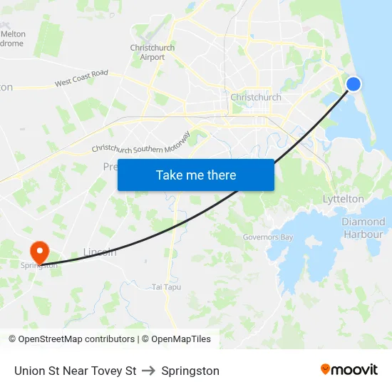 Union St Near Tovey St to Springston map