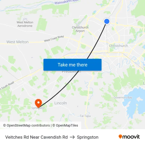 Veitches Rd Near Cavendish Rd to Springston map