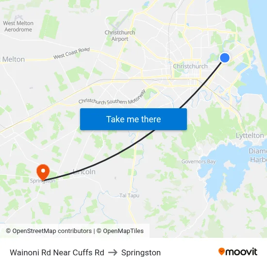 Wainoni Rd Near Cuffs Rd to Springston map
