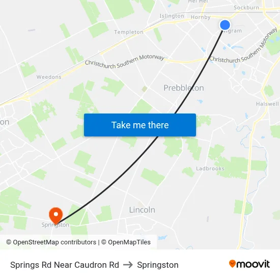 Springs Rd Near Caudron Rd to Springston map