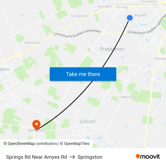 Springs Rd Near Amyes Rd to Springston map