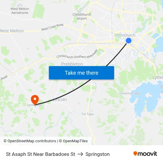 St Asaph St Near Barbadoes St to Springston map
