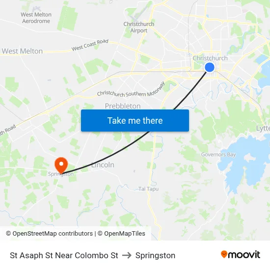 St Asaph St Near Colombo St to Springston map