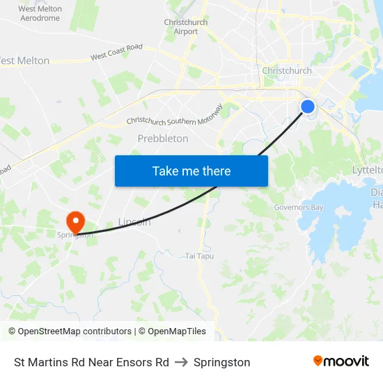St Martins Rd Near Ensors Rd to Springston map