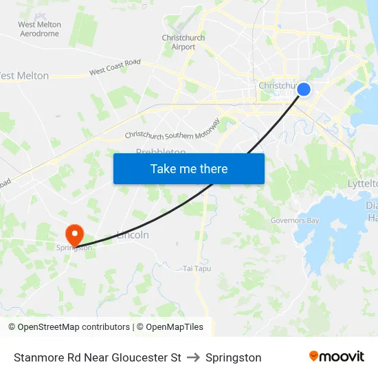 Stanmore Rd Near Gloucester St to Springston map
