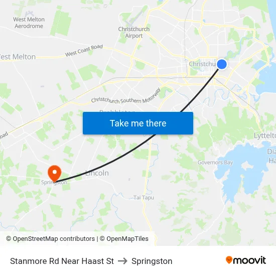 Stanmore Rd Near Haast St to Springston map