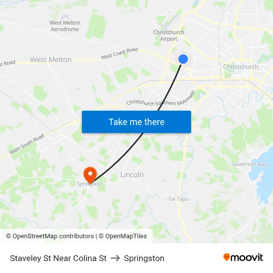 Staveley St Near Colina St to Springston map