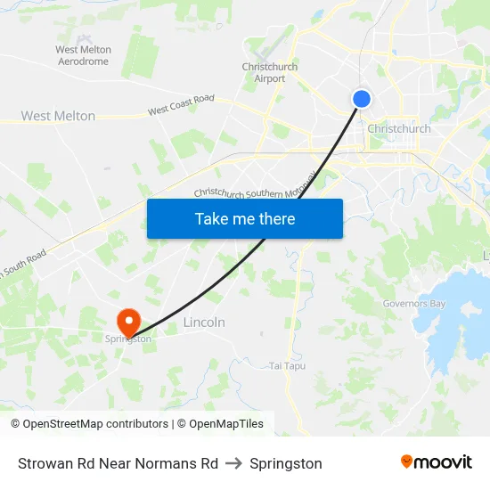 Strowan Rd Near Normans Rd to Springston map