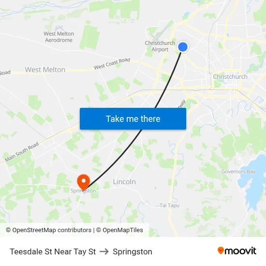 Teesdale St Near Tay St to Springston map