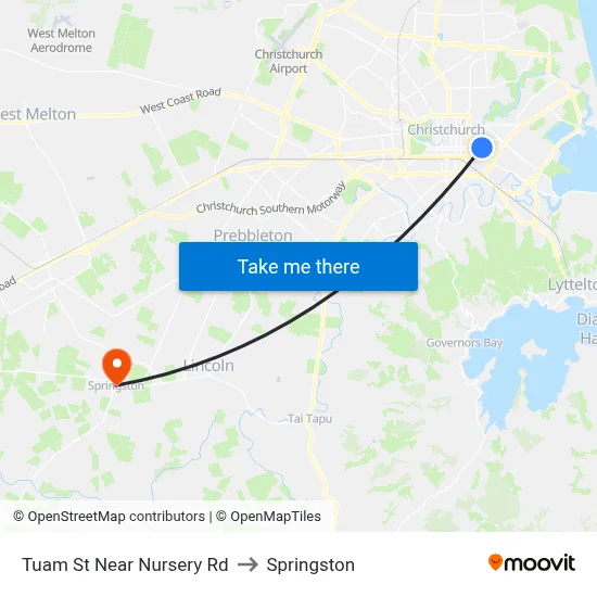 Tuam St Near Nursery Rd to Springston map