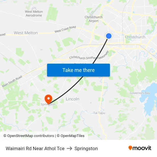 Waimairi Rd Near Athol Tce to Springston map