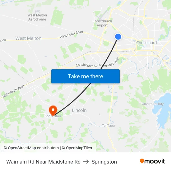 Waimairi Rd Near Maidstone Rd to Springston map