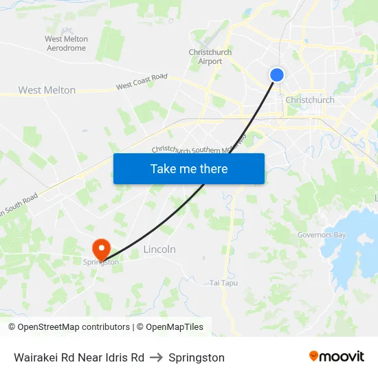 Wairakei Rd Near Idris Rd to Springston map