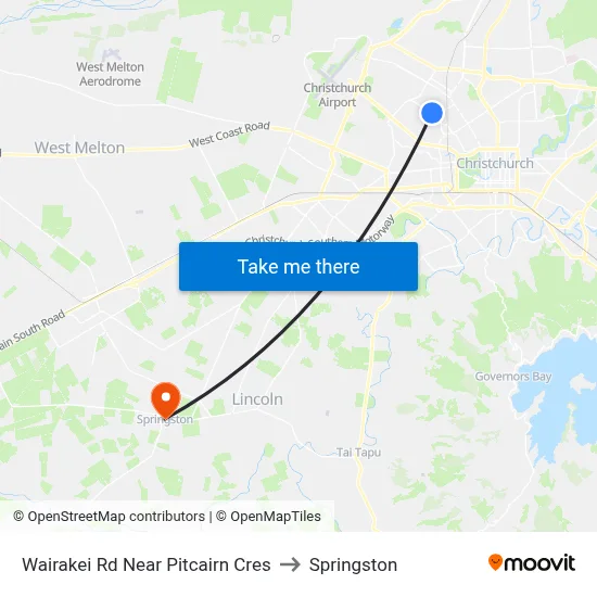 Wairakei Rd Near Pitcairn Cres to Springston map