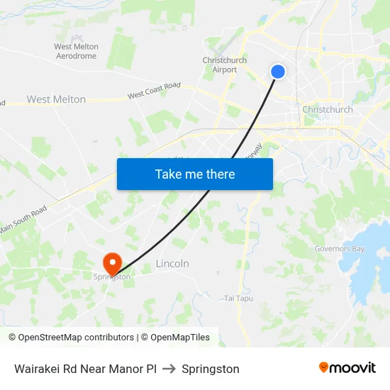 Wairakei Rd Near Manor Pl to Springston map