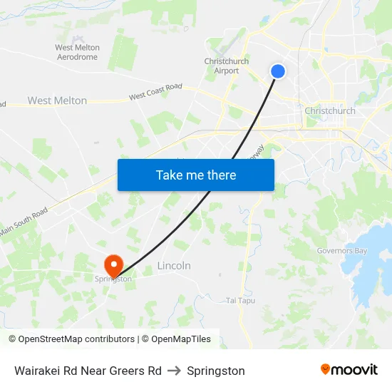 Wairakei Rd Near Greers Rd to Springston map