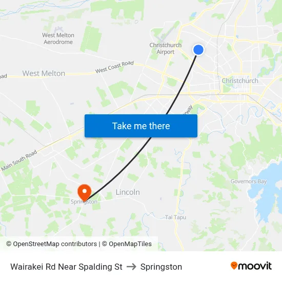 Wairakei Rd Near Spalding St to Springston map