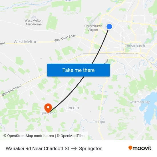 Wairakei Rd Near Charlcott St to Springston map