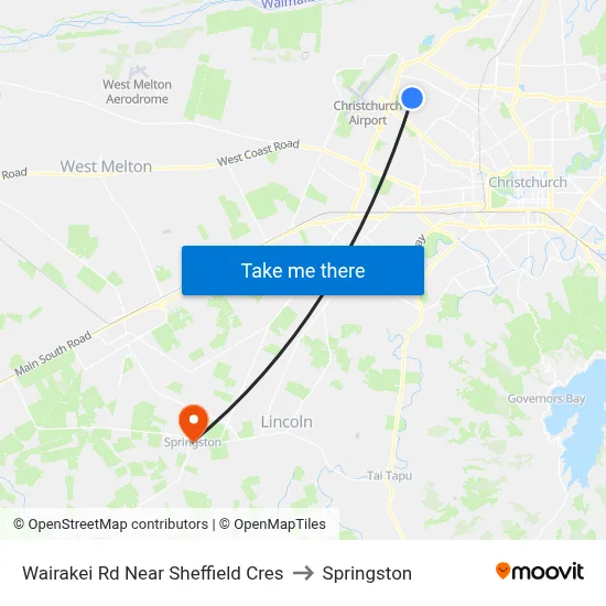 Wairakei Rd Near Sheffield Cres to Springston map