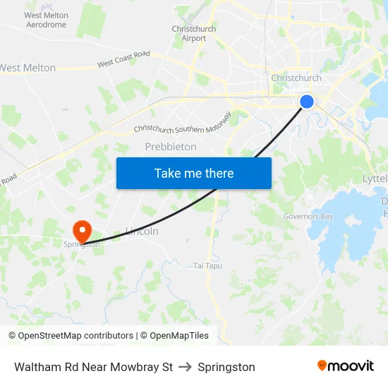 Waltham Rd Near Mowbray St to Springston map