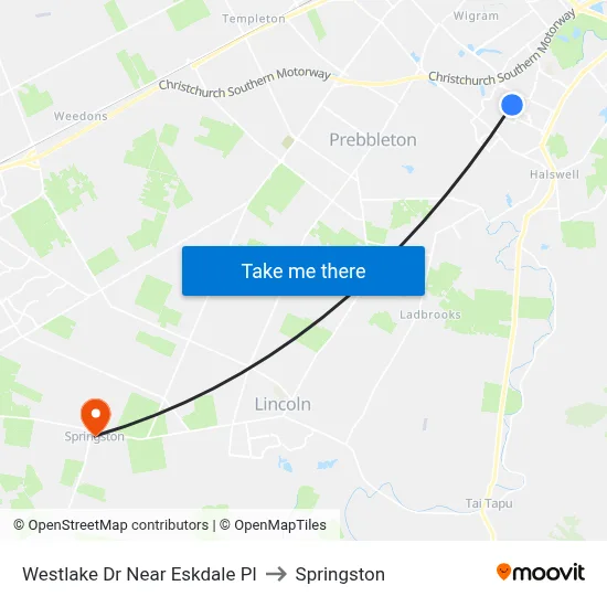 Westlake Dr Near Eskdale Pl to Springston map