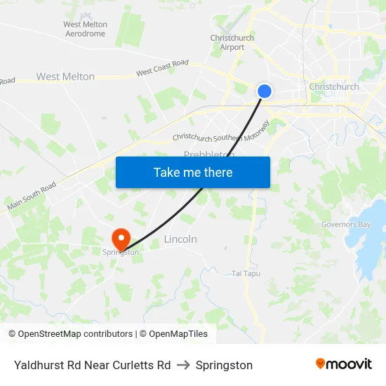 Yaldhurst Rd Near Curletts Rd to Springston map