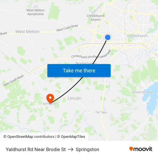 Yaldhurst Rd Near Brodie St to Springston map