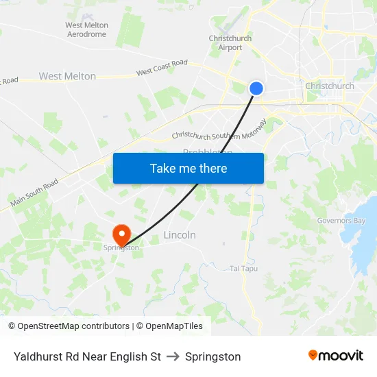 Yaldhurst Rd Near English St to Springston map