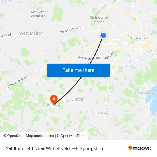 Yaldhurst Rd Near Withells Rd to Springston map