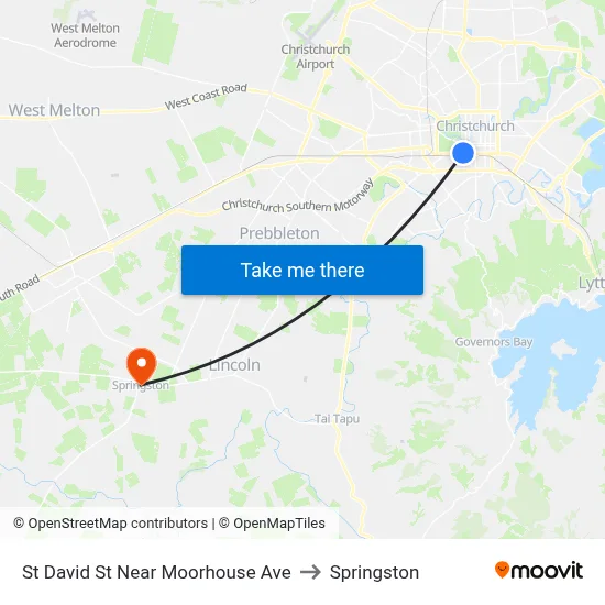 St David St Near Moorhouse Ave to Springston map