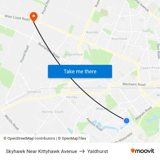 Skyhawk Near Kittyhawk Avenue to Yaldhurst map
