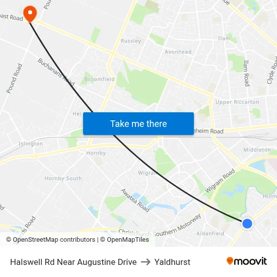 Halswell Rd Near Augustine Drive to Yaldhurst map